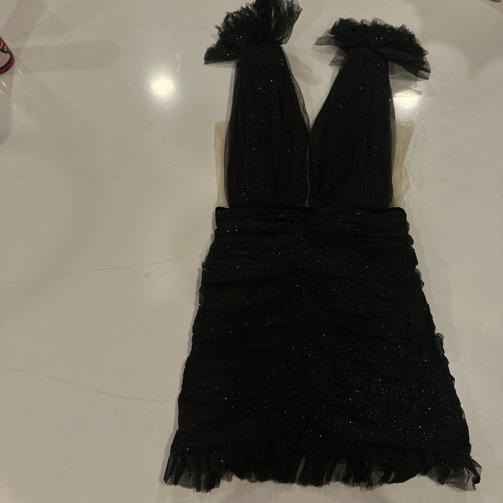 Black Plunge Neck Backless Bodycon Dress